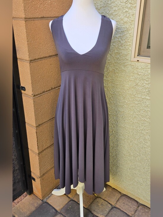 Moda International Dresses & Skirts - Sleeveless V-Neck Midi Dress in Charcoal Gray